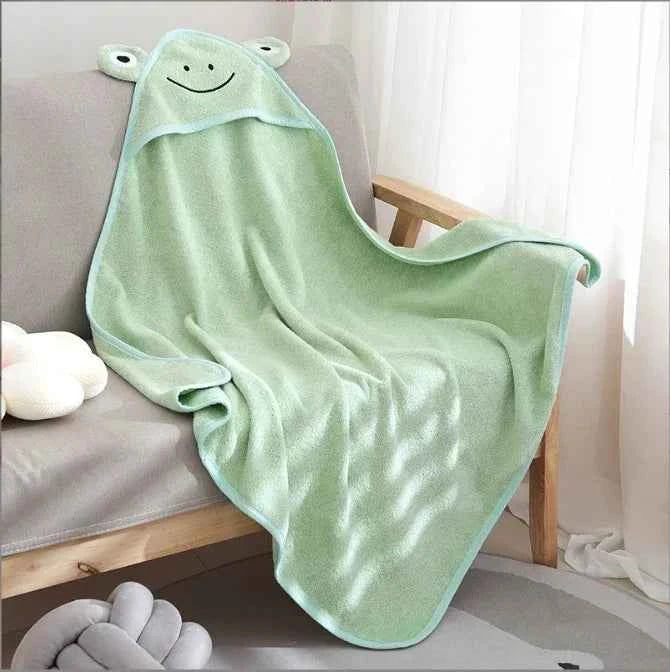 Cute Cartoon Baby Ins Cotton Bath Towel Children Hooded Towel Thickened Absorbent Baby Bathrobe Infant Soft Swaddle Blanket